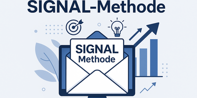 E-Mail-Marketing mit der SIGNAL-Methode – Illustration: Briefumschlag, Wachstum und Zielgruppenfokus